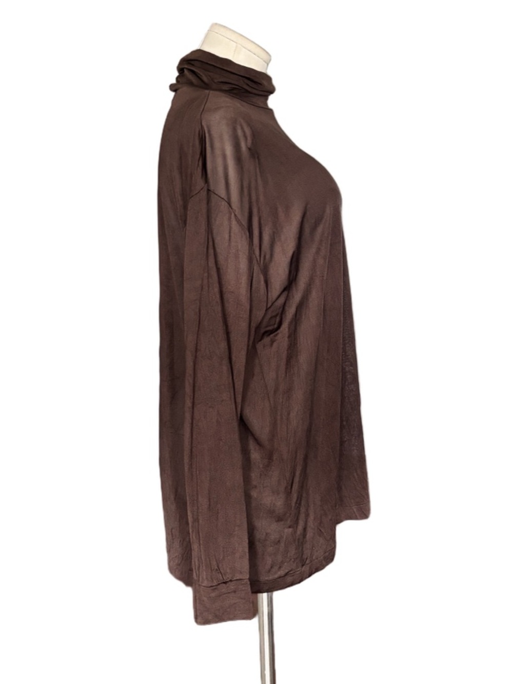 Y2K Sheer Silk  Baselayer 100% Pure Silk Turtleneck set of 2-- Brown Orange - XL - Picture 2 of 11